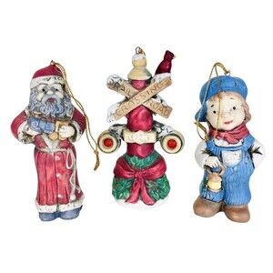 Vintage Lionel Train Ceramic Five Ornaments Locomotive Railroad Santa Conductor